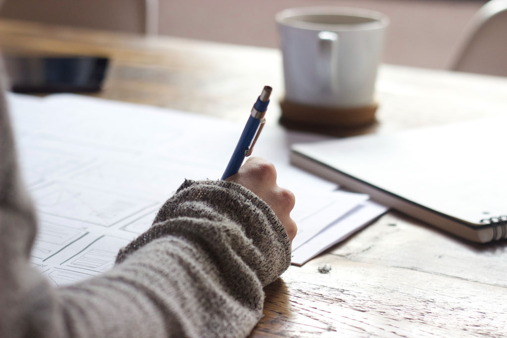 close up of someone writing