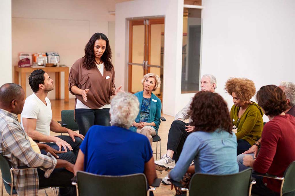 woman leading a group