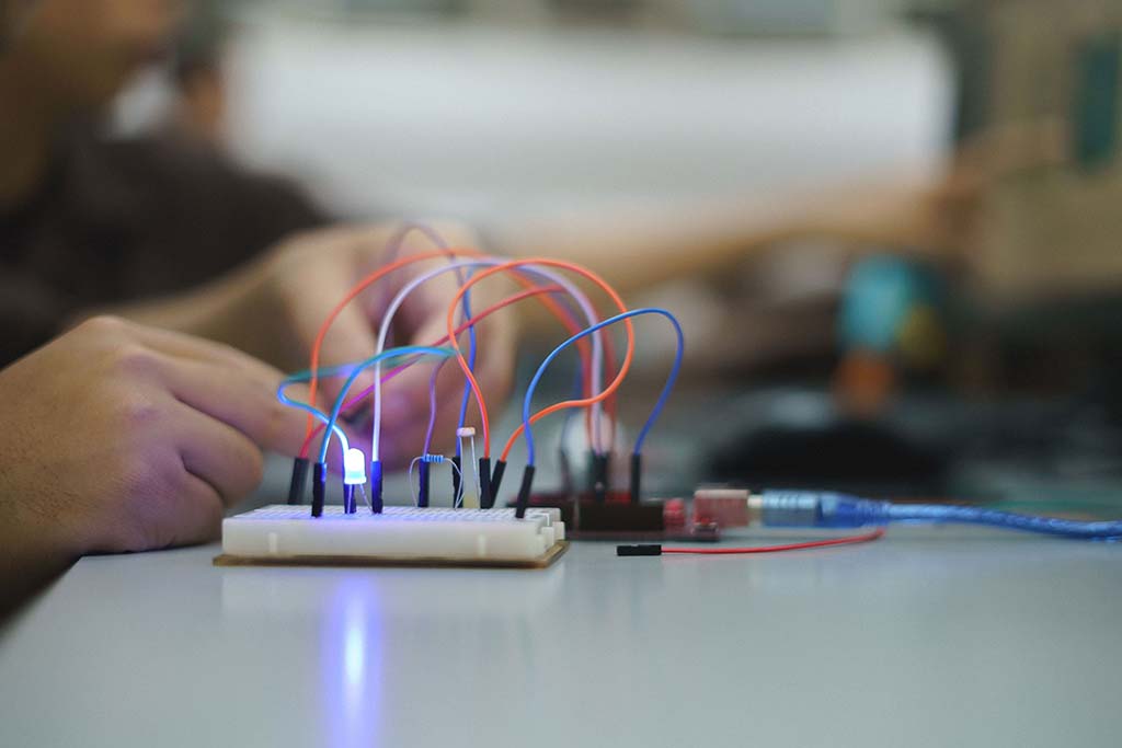 close up of microcontrollers wires