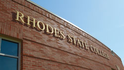 Download Rhodes Logo on Building background 