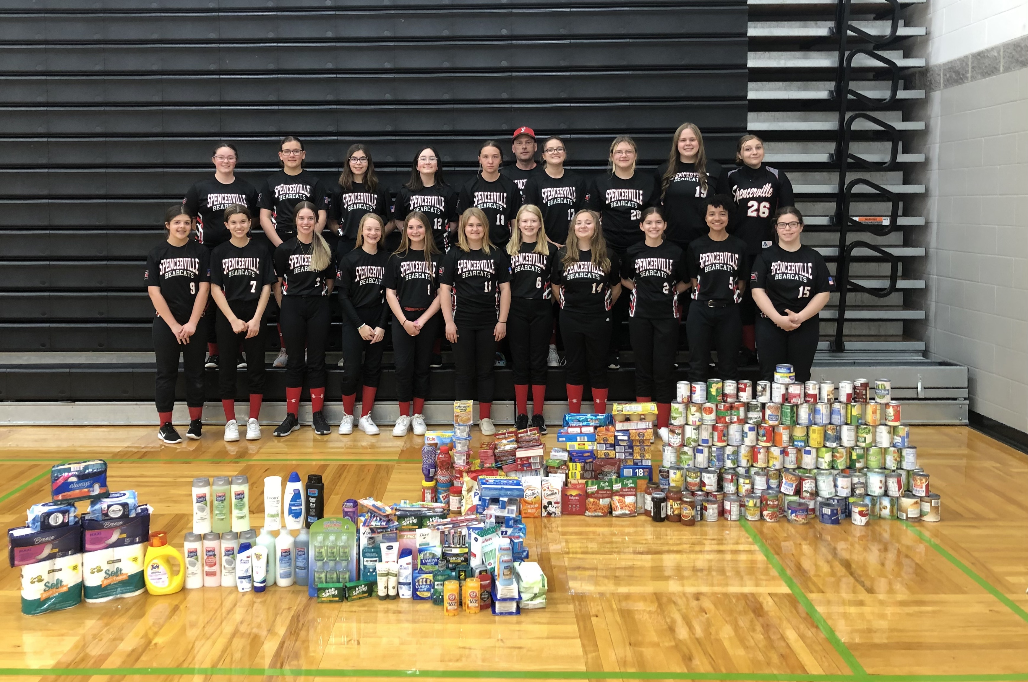 Spencerville Bearcats Softball team with their Donations