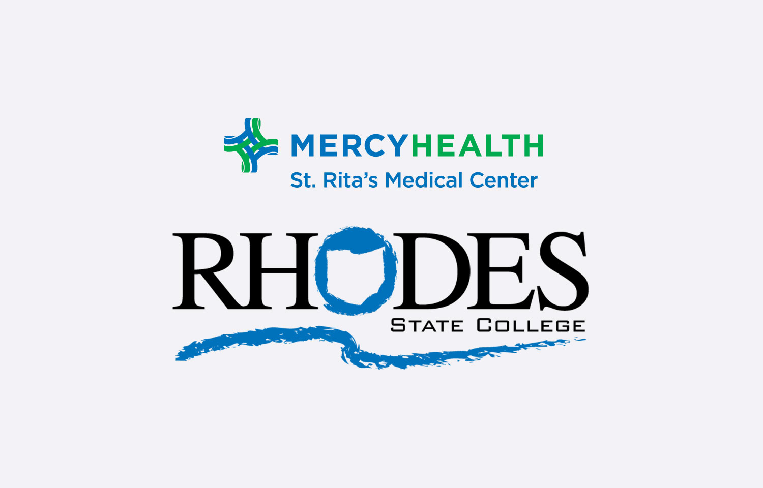 Mercy Health St. Rita's Logo and Rhodes State Logo