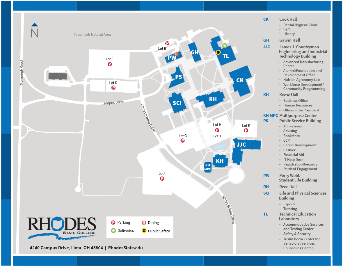 Map of Rhodes State College campus
