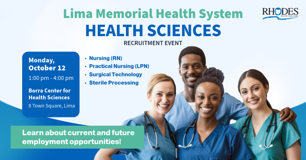 Lima Memorial recruitment event details – Rhodes State College, Oct. 12, 1–4 p.m., Borra Center