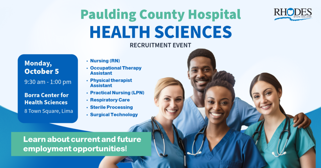 Paulding County Hospital recruitment event details – Rhodes State College, Oct. 5, 9:30 a.m.–1 p.m., Borra Center