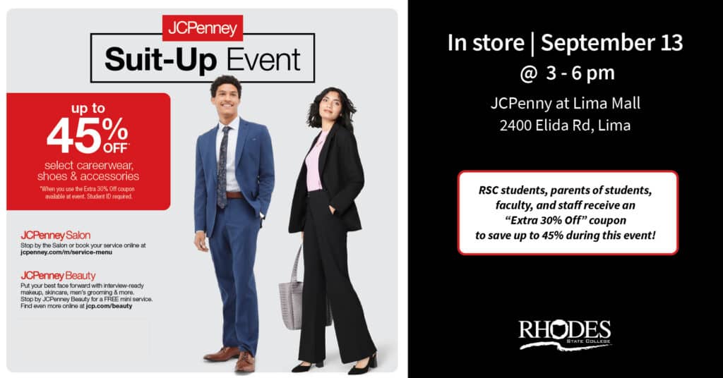 Rhodes State College students shopping at the JCPenney Suit-Up event